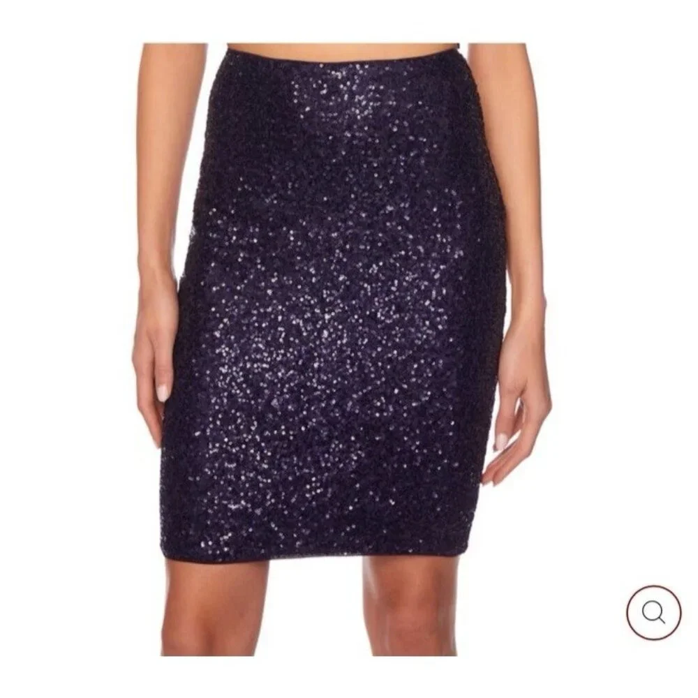 Susana Monaco 2 PC Set S Small Thunder Blue Sequin Crop Top & Skirt NWT $256